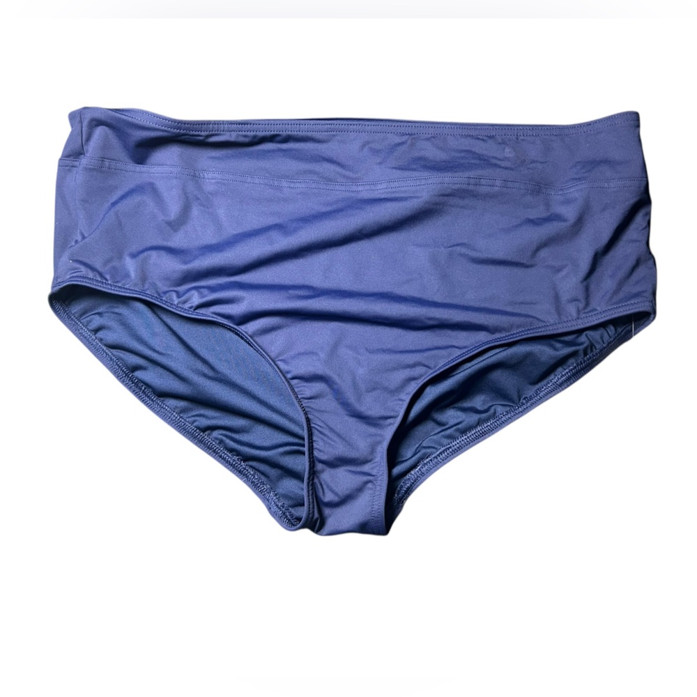 LANDS END plus size women’s 18 deep sea navy high waisted bikini swim bottom NWT